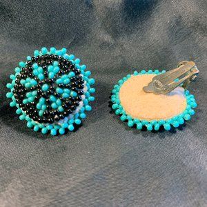 Vintage Native American Clip On Seed Bead Earrings